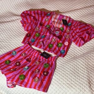 QUEEN OF SPARKLES Pink and Red Striped set